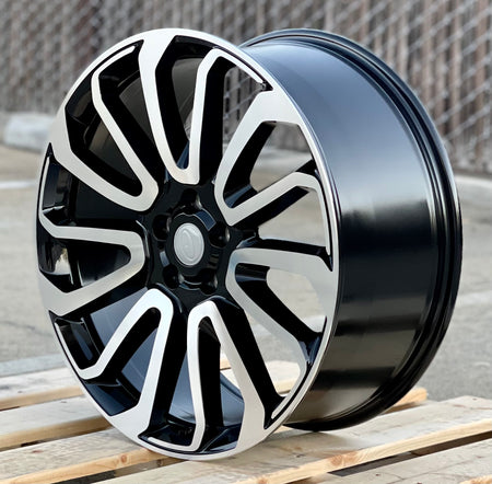24-inch OE Style Wheels with black machined finish, designed for Range Rover Defender, Discovery, LR3, LR4, HSE, Sport, SVR, Supercharged