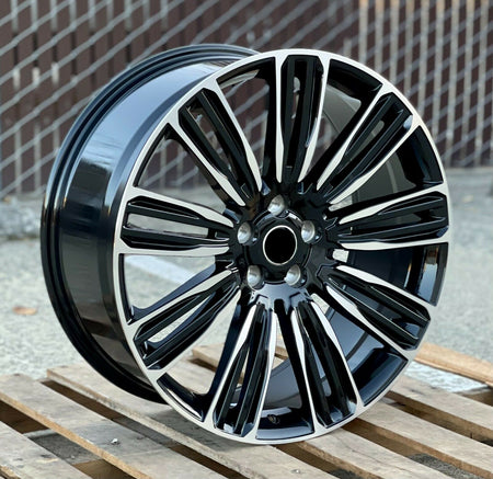 24-inch OE Style Wheels in black machined finish, designed for Range Rover Evoque S SE and Velar S SE SUV models.
