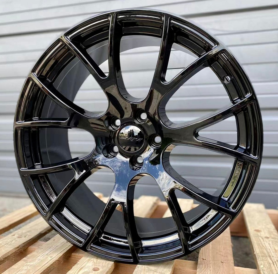 20" Gloss Black Staggered Wheels Fits Dodge Challenger Charger GT RT SRT SXT Hellcat Scat Pack