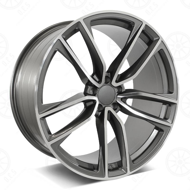 OE Style Wheels 22-inch gunmetal machined face wheels for Mercedes ML, GLE, GLS, and GL models, showcasing sleek alloy design.